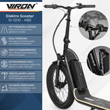 Elektro Scooter mit Straßenzulassung ABE E-Scooter Elektroroller eKFV Zulassung Faltbar Roller EScooter - schwarz