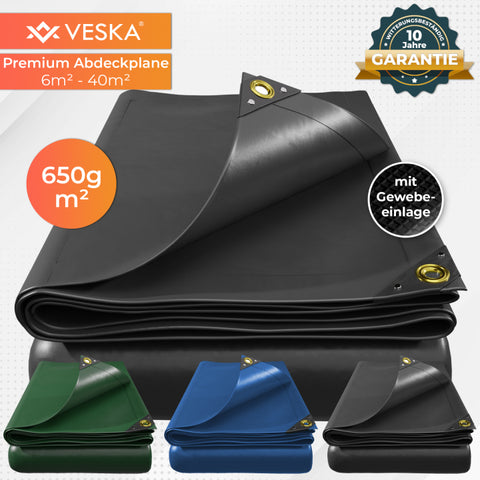 Profi Abdeckplane 650g/m² Allzweck Schutzplane LKW Plane PVC Gewebe Bootsplane - verschiedene Größen
