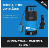Güde Schmutzwasserpumpe Schmutzwasser Pumpe GS4002P 7500 l/h Tauchpumpe 94630