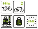 EUFAB Fahrradträger 2Fahrräder Anhängerkupplung E-Bike 50kg Auto Transport 11569