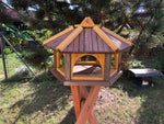 XL Vogelhaus Vogelfutterhaus Vogelstation Vogelhäuschen Holz Sechseck + Ständer