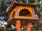 XL Vogelhaus Vogelfutterhaus Vogelstation Vogelhäuschen Holz Sechseck + Ständer