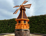 DARLUX XXL Garten-Windmühle Sechseck aus Holz kugelgelagert Braun/Rot/Grün H-120 cm