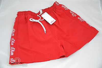 S.OLIVER BADESHORTS BADEHOSE BADE SHORT HERREN FASHION ROT /SCHWARZ