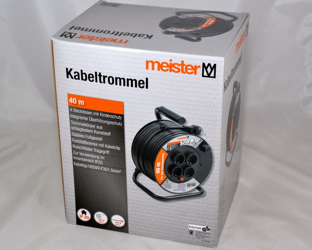 KABEL – KABELTOMMEL KABELROL STECKDOSEN 40M ALXY-Shop VERLÄNGERUNGSKABEL 4 MEISTER